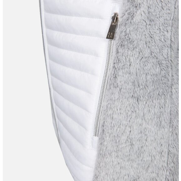 NWT Aulp Unima Faux Fur Padded Two-Tone Vest White Gray S - Picture 3 of 13